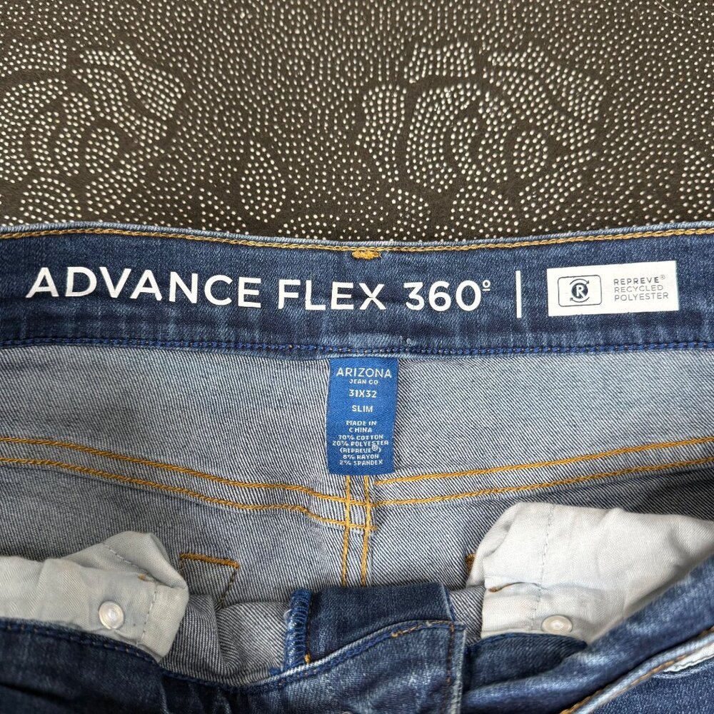 Arizona Jeans Advance Flex 360 Slim Mens Size 31x32 Blue Distressed Jeans - Picture 3 of 11